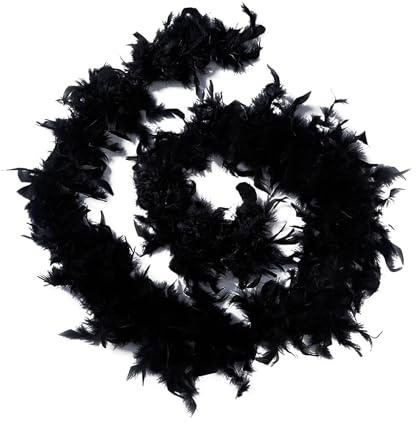 Federboa Schwarz Geburtstagsfeier Mädchen,Boaschwarz für 20er Jahre Style Damen,Federschal Kostüm Karneval20er 2m,Feder Boa für Straßenfasching,Geburtstagsfeier,Konzert,Weihnachtsfeier