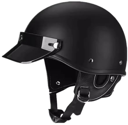 VVPEC Casco Scodella Portatile Mezzi Caschi Jet Mezzo Caschi da Motociclista Vintage Caschi Cromwell Caschi Casco A Scodella Scooter Motorino ECEDOT Omologato Mezzo Elmetto da Moto(1,S=55~56cm)