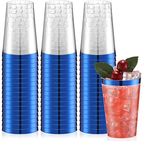 Gobelets jetables en plastique - 50 gobelets transparents pour fêtes, mariages et anniversaires - Verres pour vin, café, cocktails - Respectueux de l'environnement et pratique