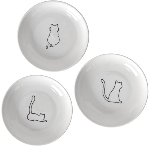 Luxvara 3 Pezzi Ciotole per Gatti,Ciotole per Animali in Ceramica, Ciotola Piatta Animali,Ciotola Cibo Gatto Ceramica,Ciotola Acqua Gatto,per Gatti, Cani di Piccola Taglia, Conigli e Piccoli Animali