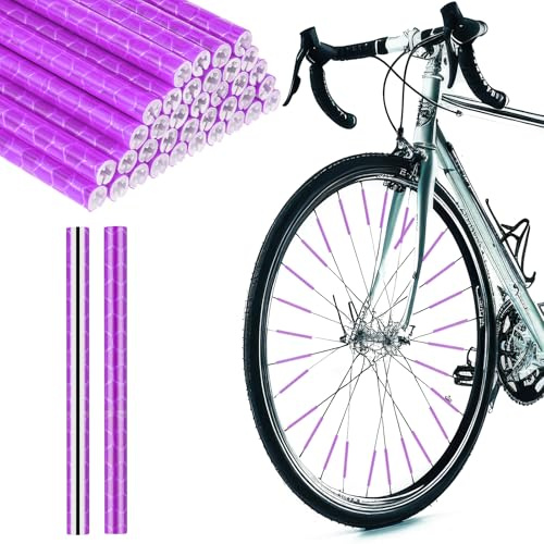 36Pcs Reflective Spoke Covers for Bicycle, 360° Visibility 2.9Inch Bike Spoke Reflectors for Night Riding, Bike Wheel Reflector Tube Reflective Spokes Skins Wheel Decoration Reflectors （Purple）