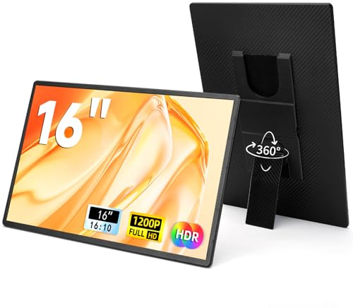 LOSC Monitor portatile per laptop 16 pollici - 1200P FHD Laptop Screen Extender 16:10 IPS Display esterno con supporto Monitor da viaggio per PC Mac Phone Console di gioco