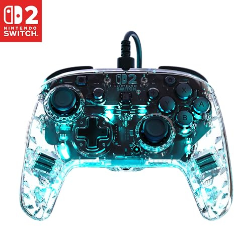 Turtle Beach Afterglow Transparente Manette de gaming RGB filaire Sous licence officielle pour Nintendo Switch 2