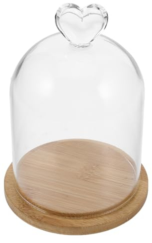 Lurrose Cloche Verre Transparent Base pour Fleurs Préservées Et Bougies Parfumées Ambiance Cosy Intérieur Élégant