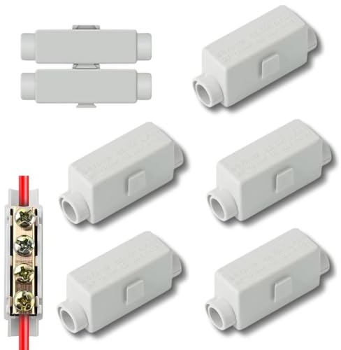 Lawnoval Cable Junction Clamp 2-Pin 100A ABS Brass Electrical Connector for 2.5-16 mm2 Wiring in Ceiling Lights Switch Distribution Boxes, White, 5-Pack