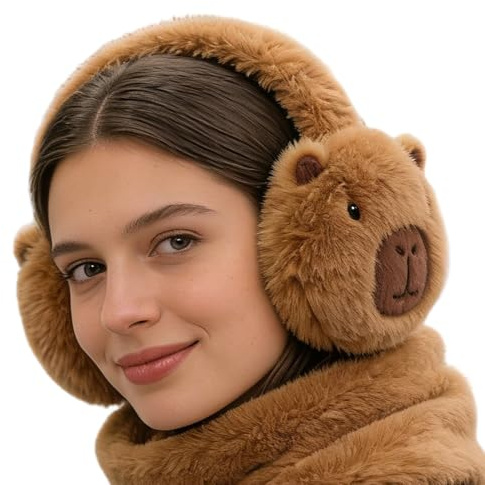 Opdestn Winter Ear Muffs - Windproof Warm Protection Cover | Cartoon Capybara Ear Muffs for Winter - for Kids Women Cold Weather Outdoor Camping Hiking Climbing Ski School Office Travel