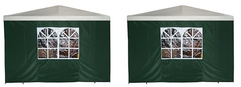 DEGAMO Seitenteil für Pavillon 3x3 Meter mit Fenster, grün, 2 STÜCK