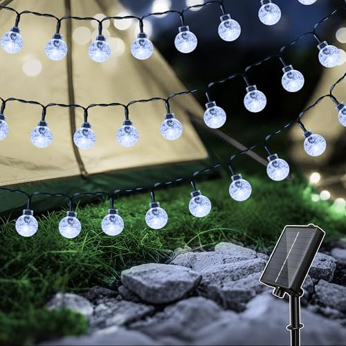 Hopexy Solar Lichterkette Aussen, 10m 100 LED, Wasserdicht, 8 Modi, Solarlichterkette Außen Wetterfest, Solarlampen für Balkon, Garten, Terrasse, Pavillon, Camping, Weiß