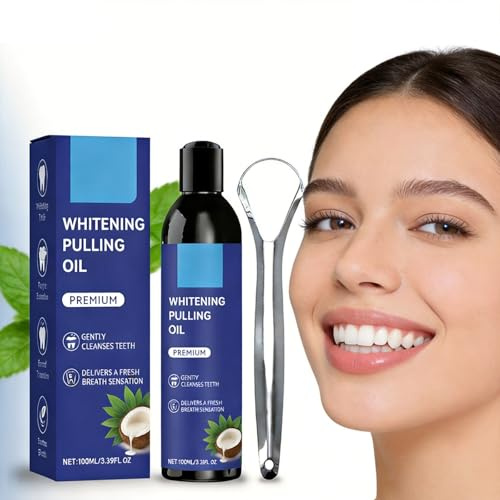 Coconut Oil for Teeth Pulling,100ML Oil Pulling,Coconut Oil Pulling Mouthwash for Teeth Whitening & Fresh Breath,Natural Formula,100ml with Tongue Scraper Included