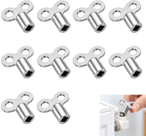 10 Piezas Llave Purgado Radiador, Llave Calefacción, Llaves Cuadrada 5x5 mm de Aleación de Zinc, Herramienta Universal para Purgar Radiador, Resistente y Portátil, Reduce Ruido y Mejora Calefacción