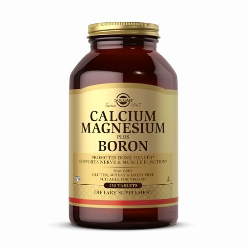 Solgar Calcio y Magnesio con Boro | 250 Comprimidos | Favorece la función del sistema nervioso y muscular · Apoya la salud ósea · Ideal para mujeres