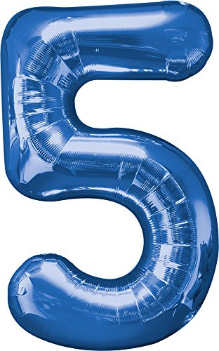 Anagram- Pallone Foil Supershape 58x83cm Numero 5, Blu, 7A2828501
