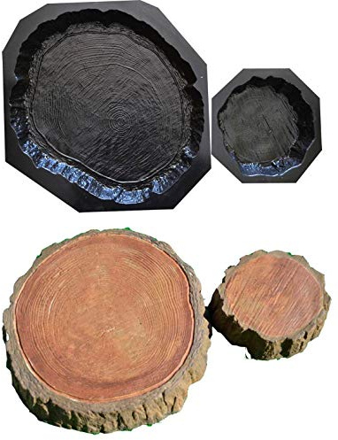 Set von 2 Trittstein Blockplatte Platte Plastickform Beton für Gartenweg #S12