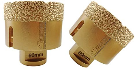 SHDIATOOL Dry Diamond Drill Core Bit 2PK 60mm Hole Saw with M14 Thread for Porcelain Tile Granite Marble
