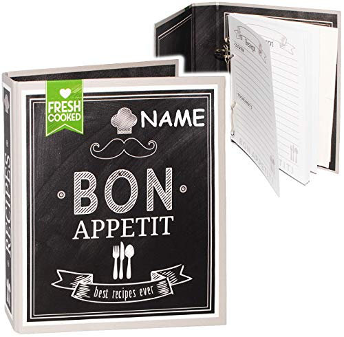 alles-meine.de GmbH Kochbuch & Backbuch - Ordner/Ringbuch/Sammelordner - Bon Appetit - Beste Rezepte - incl. Name__ 25 Seiten - ERWEITERBAR - Rezeptbuch zum selberschrei..