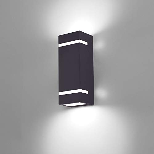 Maxkomfort LED Außenwandleuchte 1329B Anthrazit – moderne Edelstahl Wandlampe mit 2x GU10 Fassung & 2x 5W LED, 4000K neutralweiß, IP44, 230V, Up & Down Fluter Design