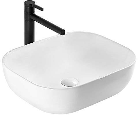 VBChome Waschbecken 46 x 33 klein Keramik Oval Waschtisch Handwaschbecken AUFSATZWASCHBECKEN WASCHSCHALE GÄSTE WC