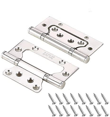2 Stück Ladenband Torscharnier Türband Werfgehänge Scharnier Baubeschlag,Edelstahl klappbar, Stabile Türscharniere für Holztüren,Slotless,Aus robustem Metall,Schrauben,delstahl Steckverbinder(Silber)