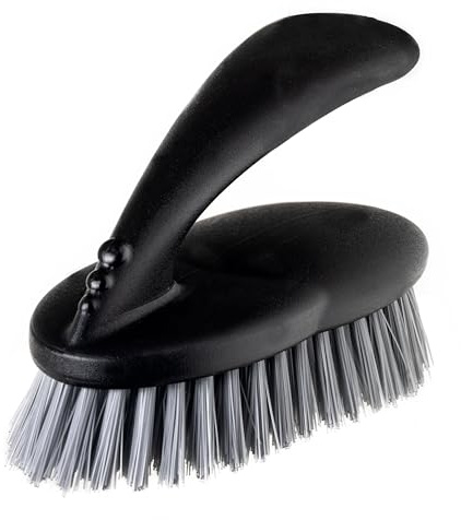 Vigar Paquete Multifuncionales, Cerdas Duras y Resistentes, Cepillo para fregar con Mango Ergonómico para Baño, Ducha, Bañera, Azulejos, Pared, 16x7x9cm, Negro