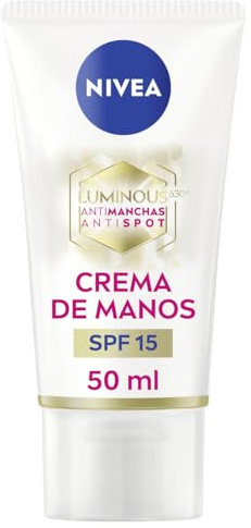 NIVEA Luminous 630 Antimanchas Crema de Manos (1 x 50 ml), crema hidratante con ácido hialurónico, crema nutritiva con protección solar 15