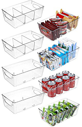 8Pcs Organizador Nevera, Organizador Cocina Apilables, Organizador frigorifico, Organizador Armario Cocina Transparente, Organizador Cocina Almacenamiento para Bebidas, Frutas, Verduras, Aperitivos