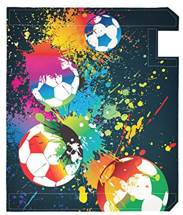 Colorful Footballs Spots Dots Paint on Black Polyester with Magnetic Strips Mailbox Cover, Oversized Fade Resistant Letter Post Wraps, Seasonal Outdoor Decor 25.5x20.8