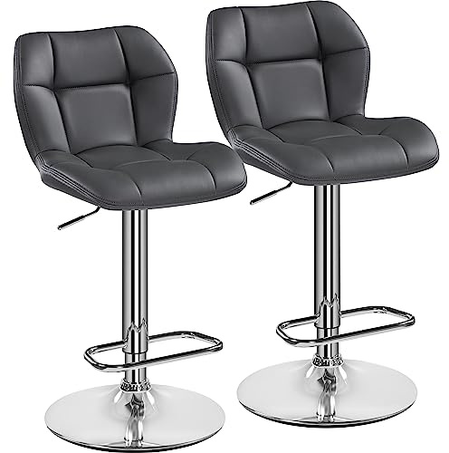 Yaheetech Tabourets de Bar Lot de 2 Réglable Hauteur - Gris