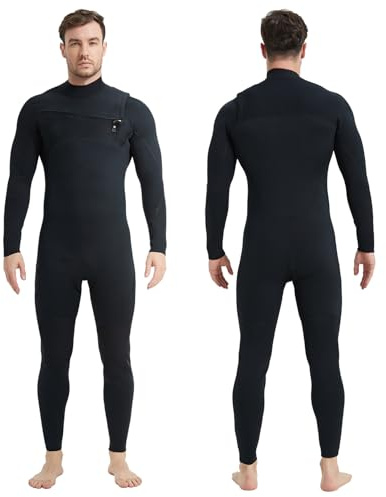 Lemorecn Men’s Surfing Wetsuit Super Stretch Neoprene 4/3mm Chest Zip Full Wetsuit for Men(MC0401-3XL)
