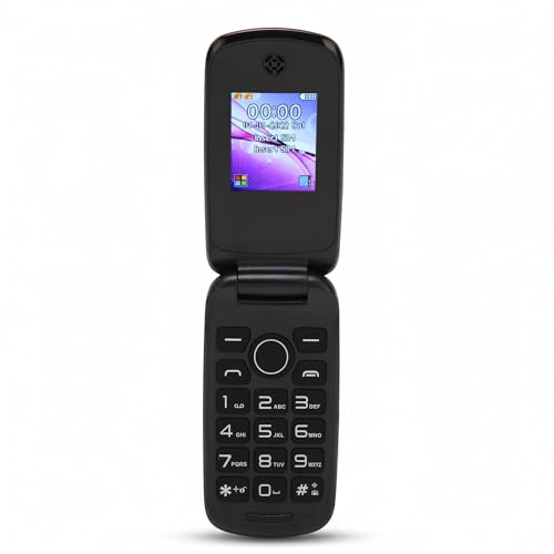 Téléphone à Clapet Double SIM avec écran Couleur 1,77 Pouces, Haut-Parleur Puissant, Batterie 1200 MAh, Fonction SOS, Grandes Touches et Voyants LED (Rouge)