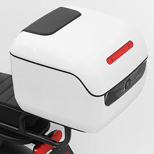 JUNNIU Motorrad-Topbox-Koffer, 26 l, Kofferraum, Roller, Motorrad für 1 Helm, Topcase, wasserdicht, Heckbox/Rot/Weiß Decoration