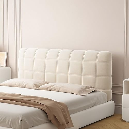 Copri Testiera Letto Matrimoniale/Singolo/Una Piazza E Mezza Imbottito Tessuto,Elastica Copertura Per Testiera Per Letto Ferro Battuto/Legno/Pelle Fodera Velluto Protezione ( Color : Beige White , Siz