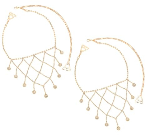 FINGERINSPIRE 2 Stück Strass Schulter BH Körperkette Goldene Strass Frauen BH Trägerkette Schultergeschirr Kette Dreieck Quasten Hochzeit Armkette Für Sommer Bikini Hochzeit Braut