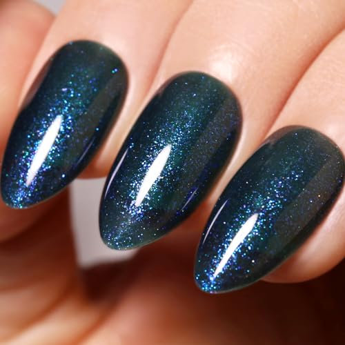 Imtiti Pearl Gel Nail Polish,15 ML Dark Blue Glitter Drawing Gel Polish Shell Thread Shimmer Mermaid Nail Gel Polish Soak Off UV LED for Home DIY Nail Art Manicure Salon
