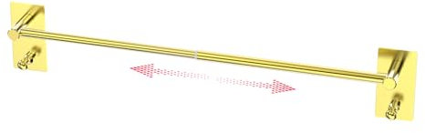 Toalleros de Baño sin Taladro, 40-75 CM Toallero de Baño Extensible, Soporte de toalleros de Acero Inoxidable, Toalleros de baño Pared, con 2 Ganchos (Oro)