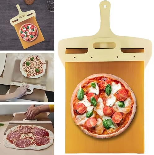 Rusopobe Pala per Pizza Scorrevole Magica, Pala Grande Antiaderente Pala per Pizza Scorrevole Pala per Pizza per cuocere la Pizza Fatta in casa Spatola per Pizza da Cucina(A,16 * 45cm)
