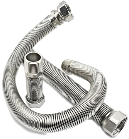 Edelstahlwellrohr ausziehbar AG/IG 3/4“ - 130-220 mm Solarleitung Flexschlauch