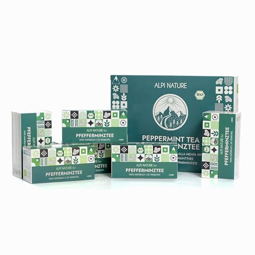 Alpi Nature Menthe Poivrée Tisane BIO, 120 Sachets de Thé, 120g Paquet de 6 x 20 Sachets de 1g