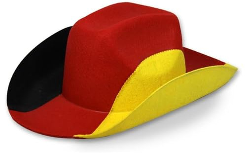 TrendandStylez Fan-Hut Deutschland Schwarz-Rot-Gold | Cowboyhut mit Kordel für EM, WM & Stadion | Westernhut als Fanartikel & Kostüm-Zubehör für Erwachsene