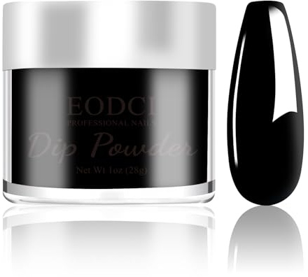 Poudre à Ongles Classique Couleur Noir, Poudre d'Ongles Professionnel Nail Art Décoration d'Ongles Débutant,Manucure Salon DIY, Sans Odeur & Durable, Lampe à Ongles Non Requise, 1 Oz
