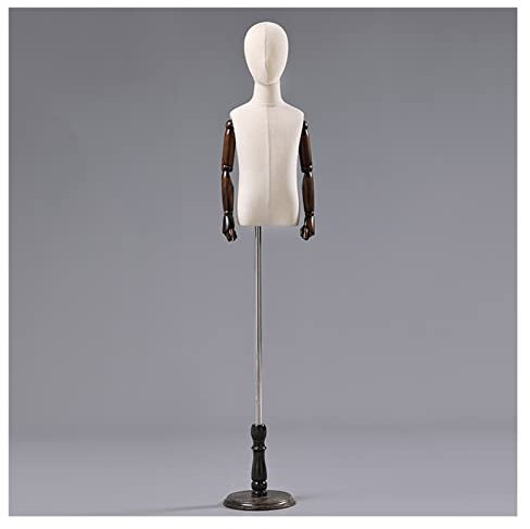 CRBUDY Schaufensterpuppe Mannequin Körper Torso Kind, verstellbar Brautkleid Kleidung Dummy Maniquins Körper Schneiderpuppe mit Holzsockel zum Nähen Schneiderinnen Kleider Display, 4 Stil