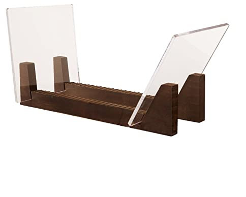 Schallplattenständer Aufbewahrungshalter for Vinyl-Schallplatten, Ausstellungsständer mit großem Fassungsvermögen und klaren Acrylenden, modernes Schreibtischregal for LP-Alben aus massivem Holz Schal