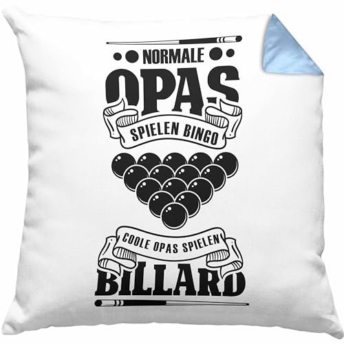 Trendation Billard Pool Kissen mit Füllung 40x40 Geschenk Coole Opas Spielen Billard (Blau)