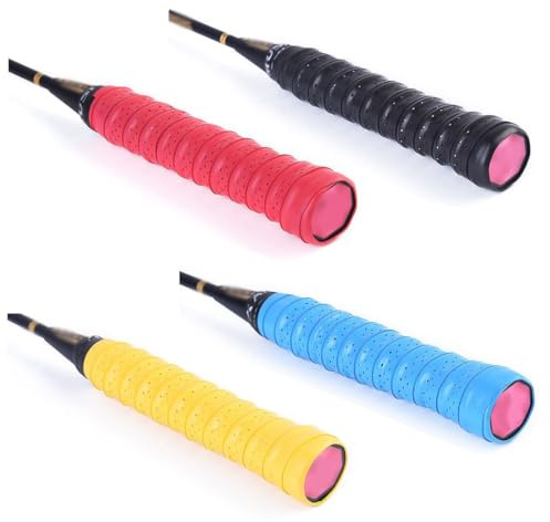 SGERUFZ 4 pcs Griffband Tennisschläger, Griffband für Federballschläger, Badminton, Squash Schläger, Selbstklebend Griffband, Anti-Rutsch