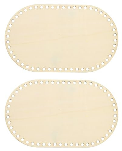 PATIKIL 25cm x 15cm Fondo del Cestino in Legno, 2pz Base Ovale in Legno per Cestino all'Uncinetto Vuota per Fai Da Te Artigianato Intreccio Cesti Creazione Forniture Decorazione Casa