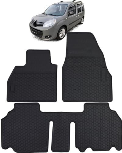 Auto Gummi Fußmatten Schwarz Premium Set für Renault Kangoo II 2008-2022