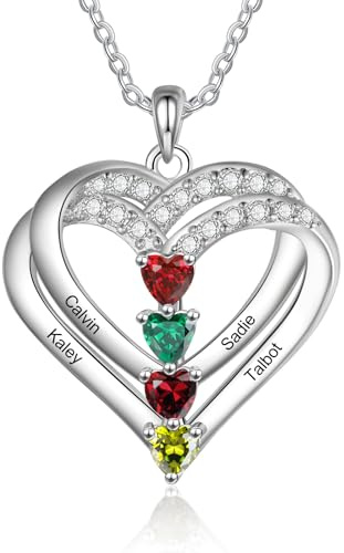 lorajewel 925 Sterling Silber Kette mit Namen Personalisierte Halskette für Damen Kette mit Anhänger Geburtssteinen Gravur Geschenke zum Muttertag Weihnachten Valentinstag