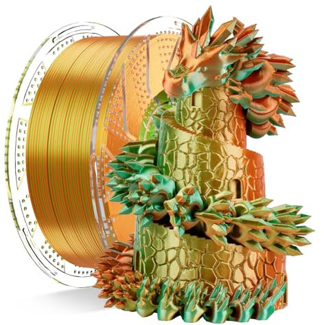 Chitu Systems Conjure Tricolor Silk PLA Filament, Grün-Gold-Orange Filament, Durchmesser 1.75±0.02 mm 3D Drucker Filament 1KG/2.2lb