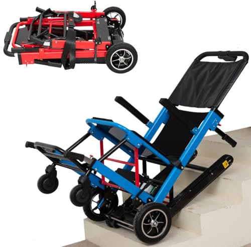 Puede Subir Y Bajar Escaleras Silla,Salvaescaleras Para Personas Mayores,Silla Plegable Portátil Escalera,Elevadores De Escaleras Eléctricos,Con Batería De Litio 13Ah,Carga 169 Kg blue