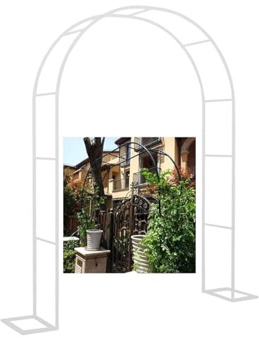 Cenador de metal para pérgola de boda, jardín, decoración de fiesta nupcial, eje ancho para varias plantas trepadoras, arco de jardín de acero para jardín, césped, patio, blanco, 3 x 2,2 x 0,4 m