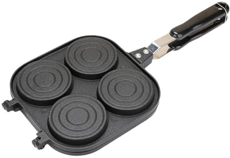 MagiDeal Cuoci-hamburger per colazione, padella antiaderente per frittata da 4 tazze, padella antiaderente in lega di alluminio a doppio lato per pancake,
